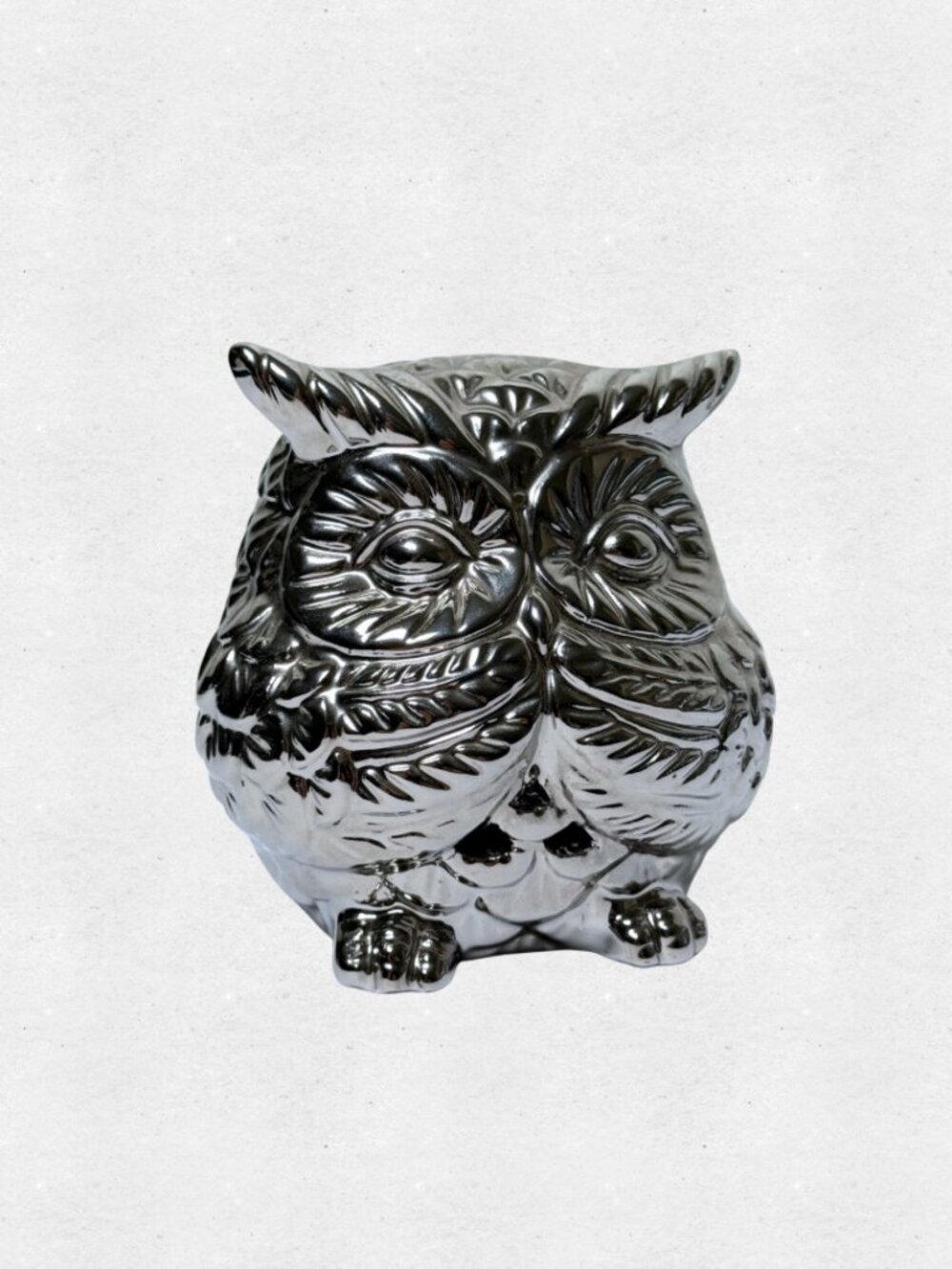 Metallic Chrome Silver Owl Figurine Statue Potpourri Holder Whimsigoth Witch